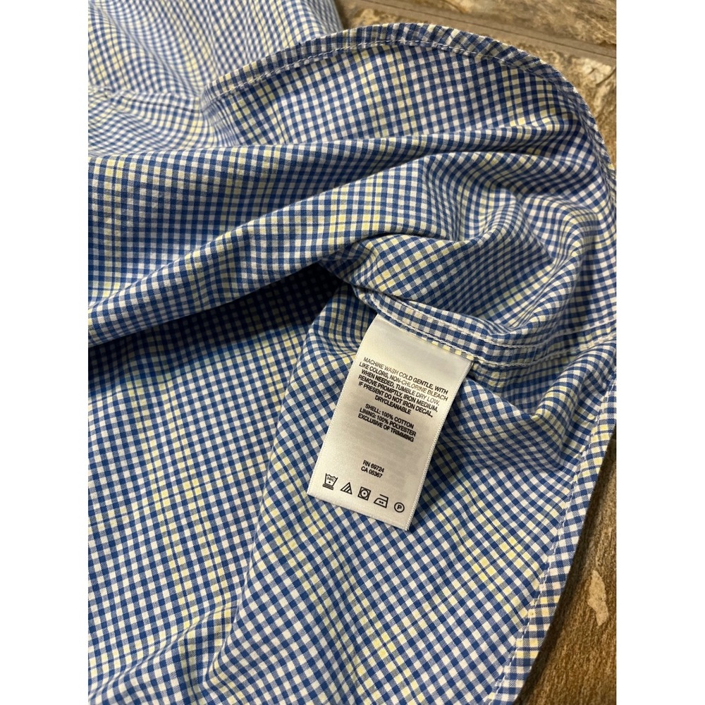 Columbia Shirt Mens Large Blue Gingham Check Short Sleeve Button Up - Picture 4 of 6